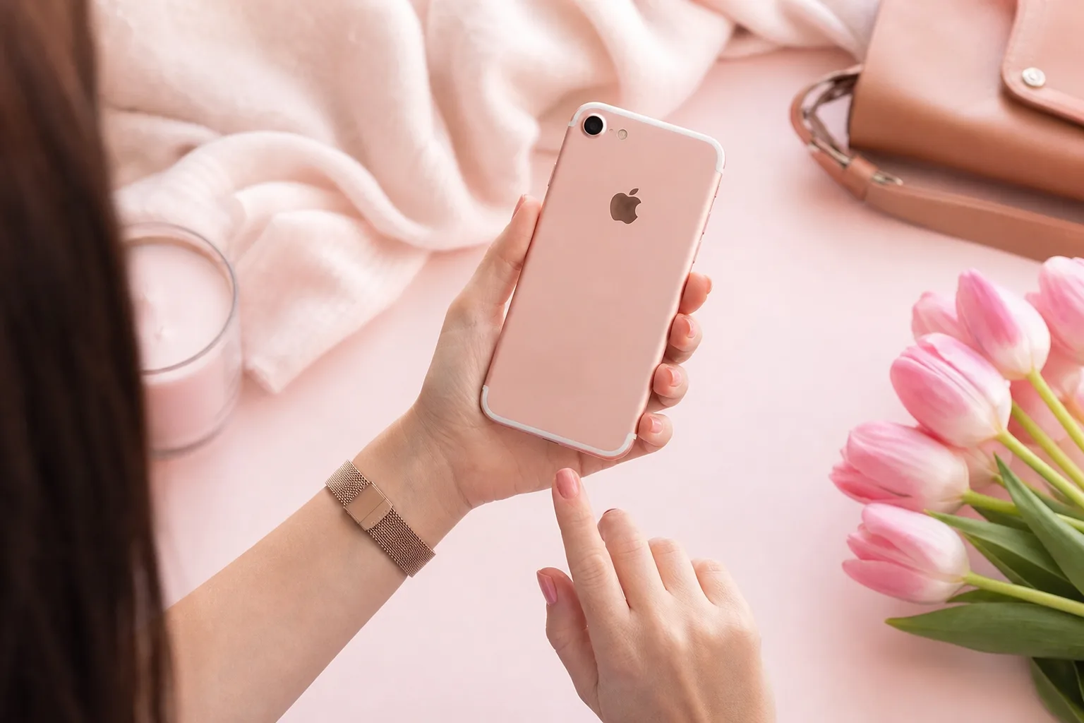 Apple iPhone 7 noir reconditionné posé près de ses accessoires, illustrant un achat smartphone à petit prix.