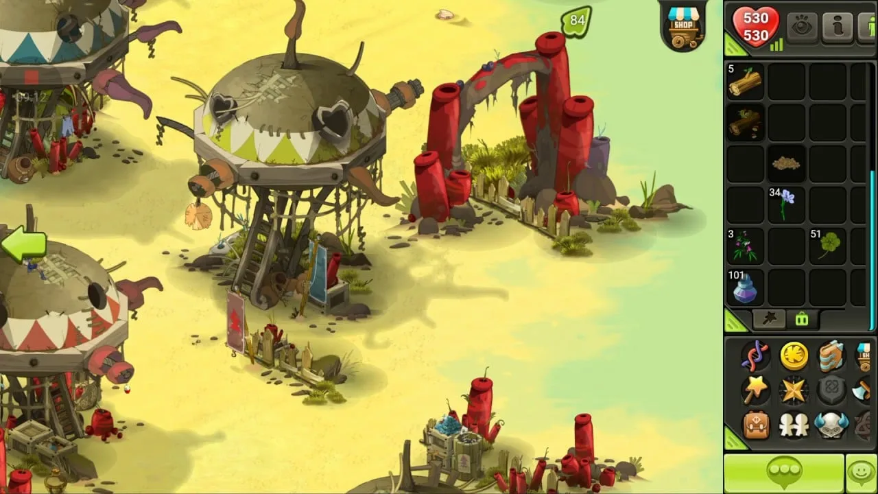 Personnage de Dofus devant un bateau au port, prêt à rejoindre l’île tropicale d’Otomaï.