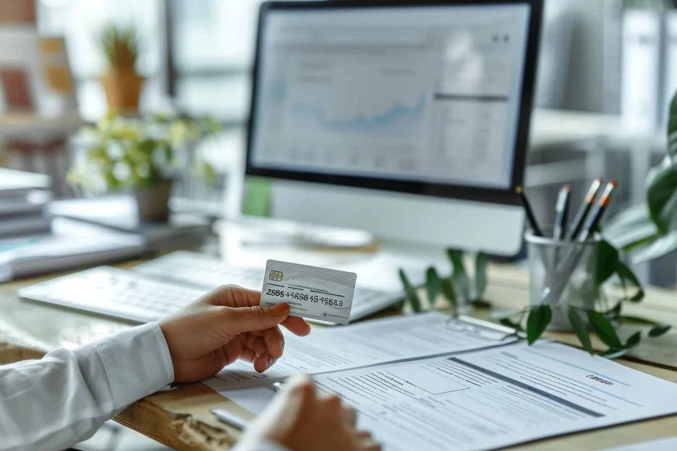 Femme consultant son espace personnel France Travail sur ordinateur pour transmettre un nouveau RIB bancaire.