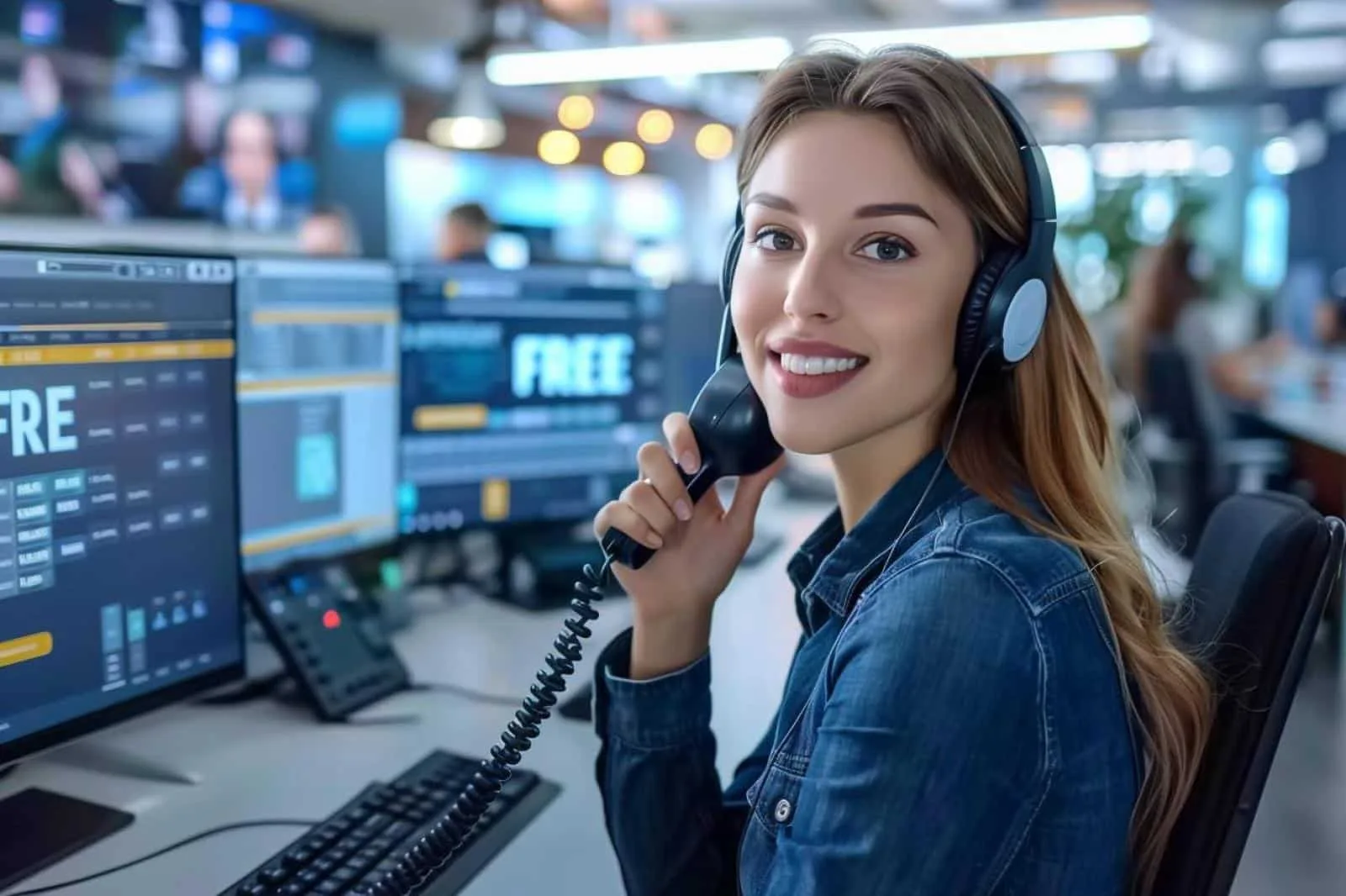Personne utilisant son smartphone pour contacter le service client Free par téléphone.