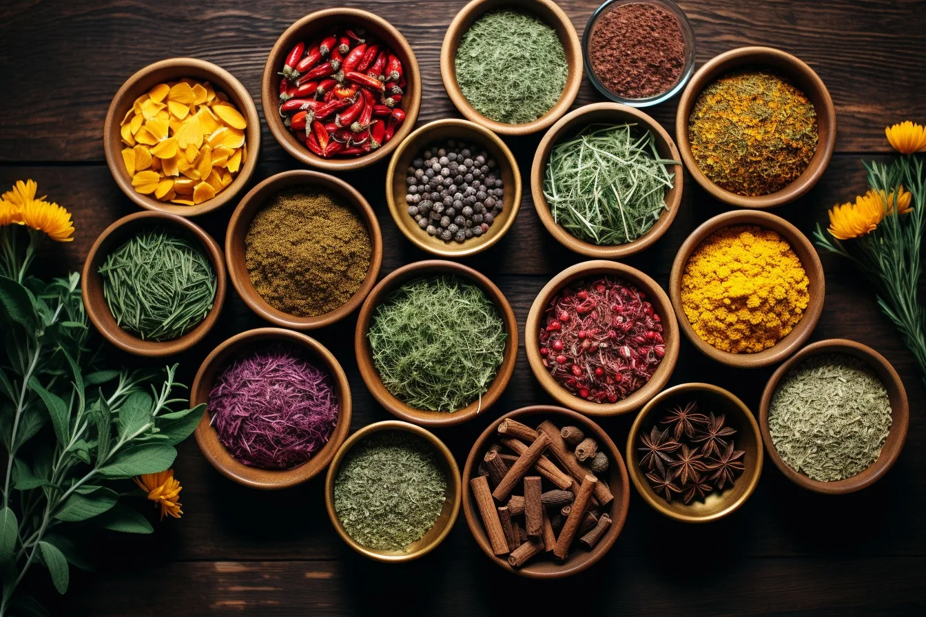 Ingrédients naturels et ustensiles pour fabriquer des cosmétiques maison, avec huiles végétales, cire et pots en verre.