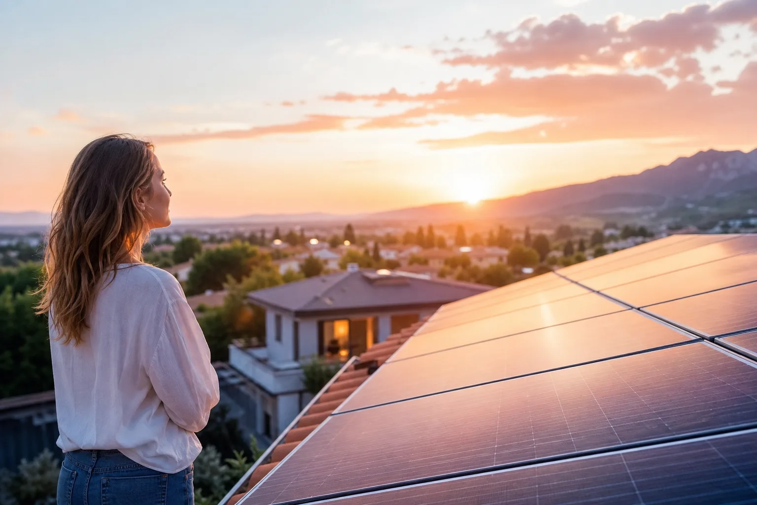 Panneaux solaires photovoltaïques installés sur le toit d’une maison, produisant de l’électricité renouvelable.