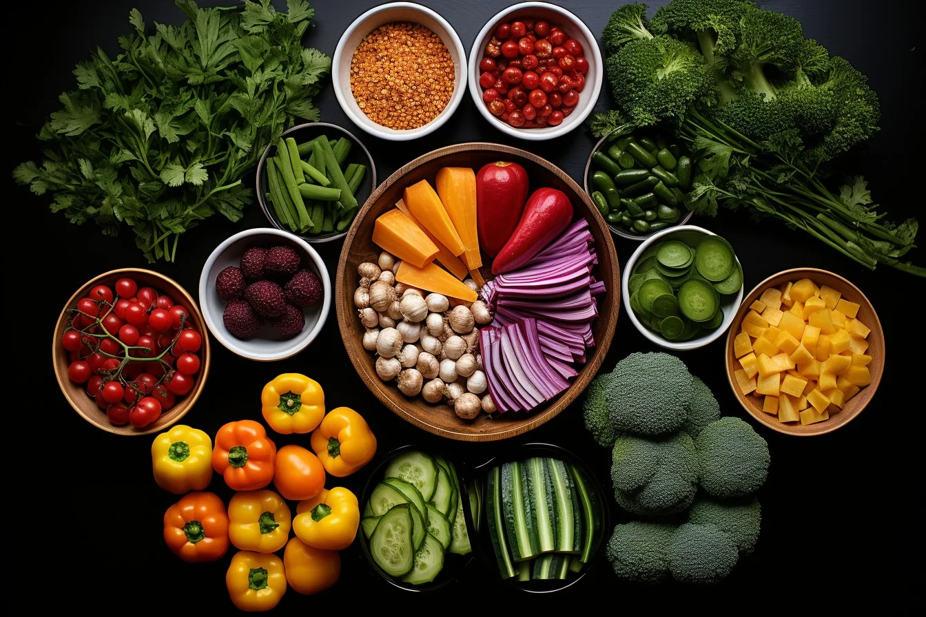 Repas équilibrés préparés dans des boîtes en verre pour une semaine, avec légumes rôtis, céréales, protéines et fruits frais.