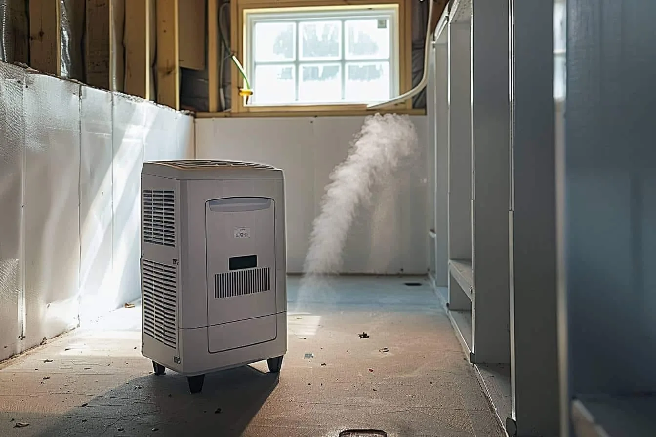 Contrôle de l’humidité d’un mur après un traitement de moisissure à l’aide d’un humidimètre.