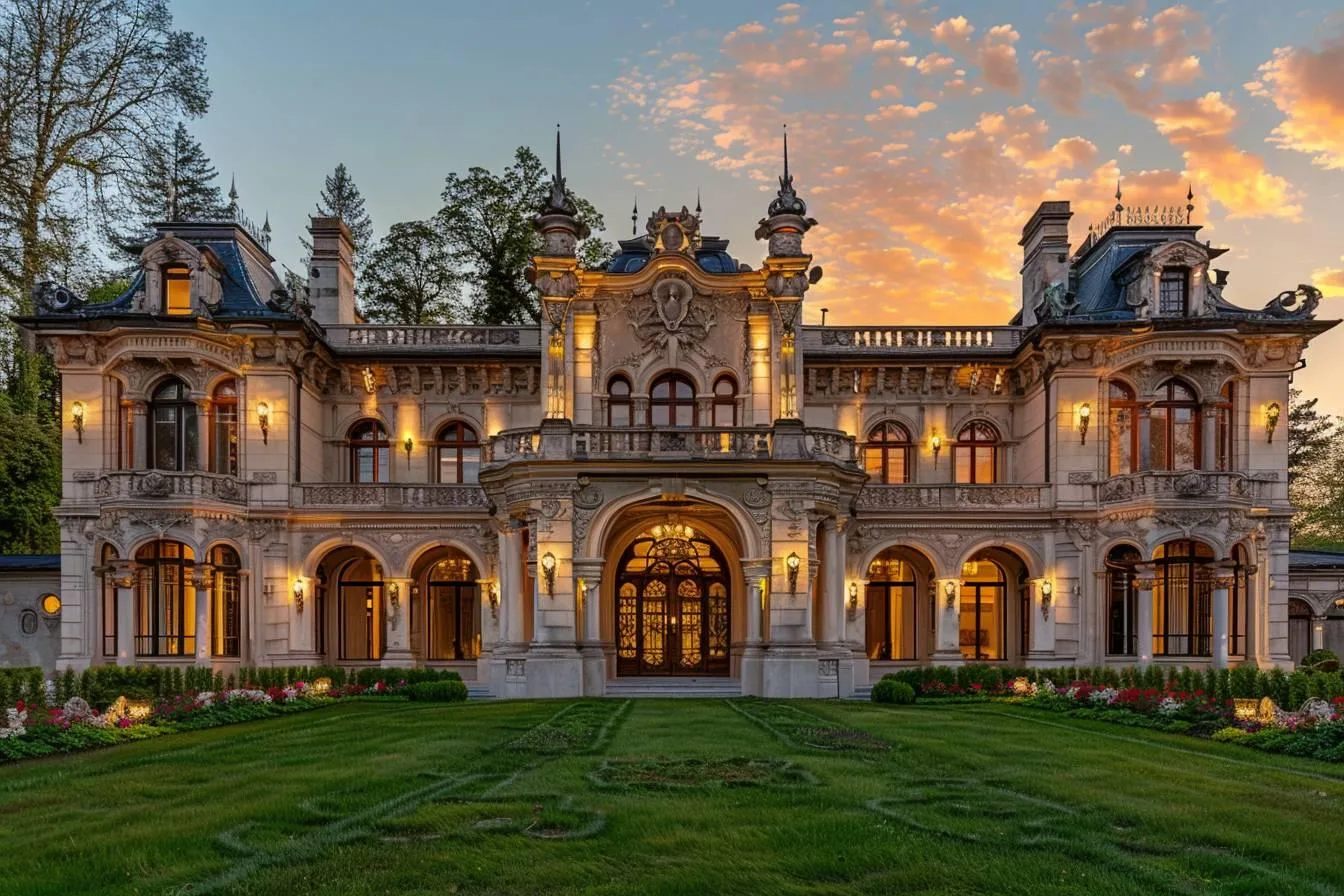 Façade élégante d’un ancien hôtel particulier rénové, avec portail ancien et jardin de ville.
