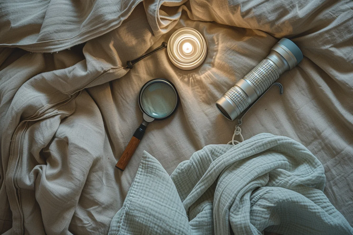 Inspection minutieuse d’un sommier et des coutures d’un matelas à la recherche de traces de punaises de lit.