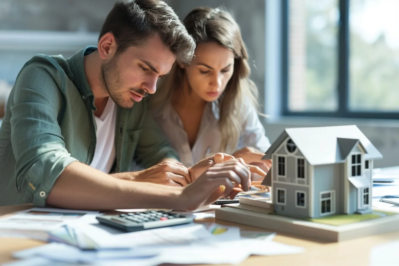 Jeune femme primo-accédante comparant des offres de prêt immobilier et calculant son budget d’achat.
