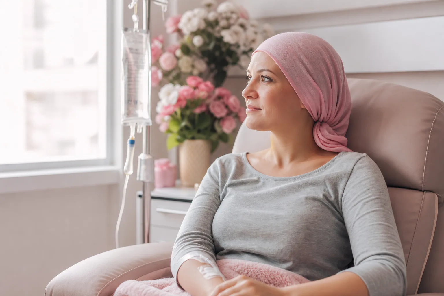 Médecin expliquant des résultats sanguins à une patiente lors d’une consultation d’hématologie.