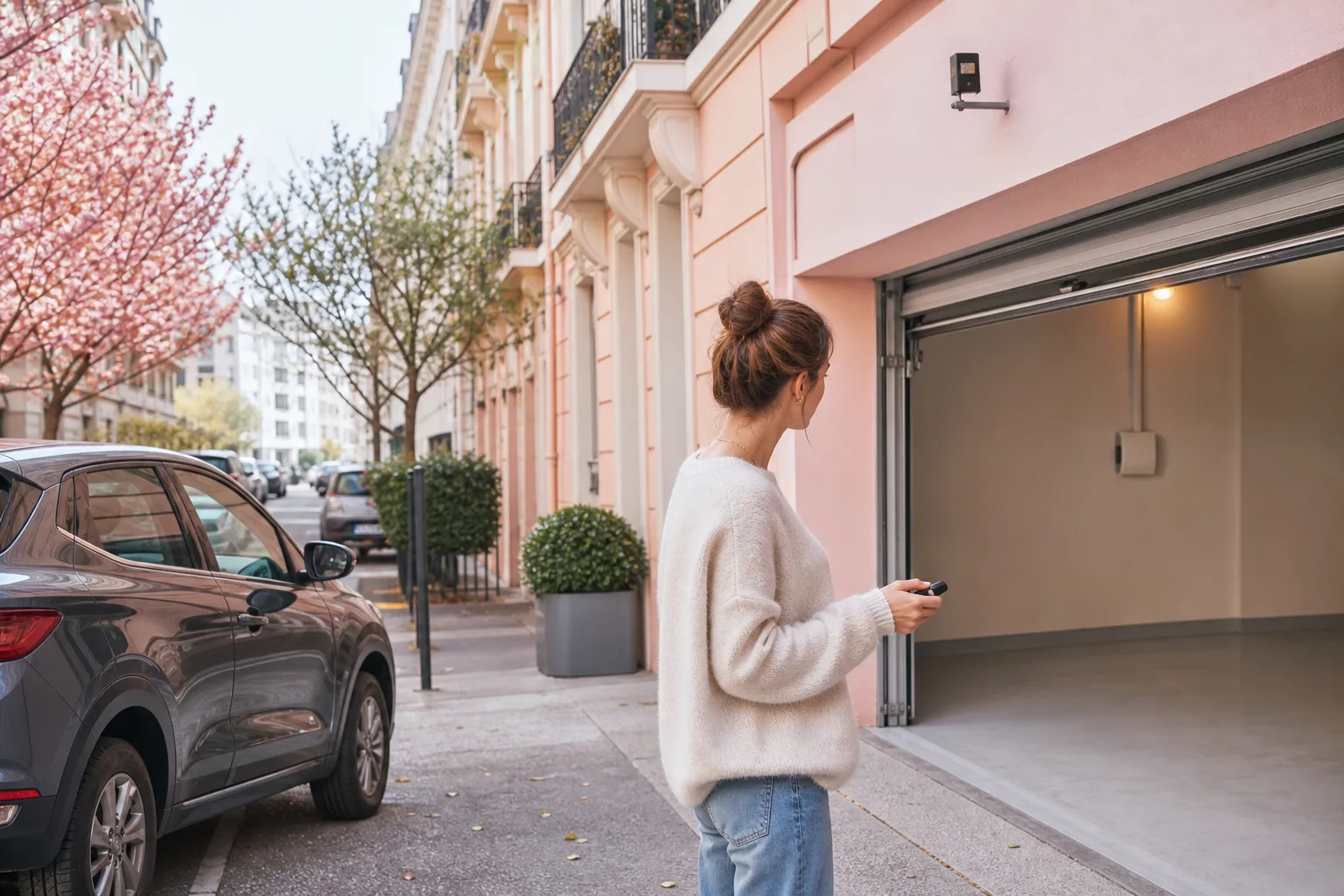 Place de parking sécurisée libre dans un immeuble lyonnais, prête à être louée.