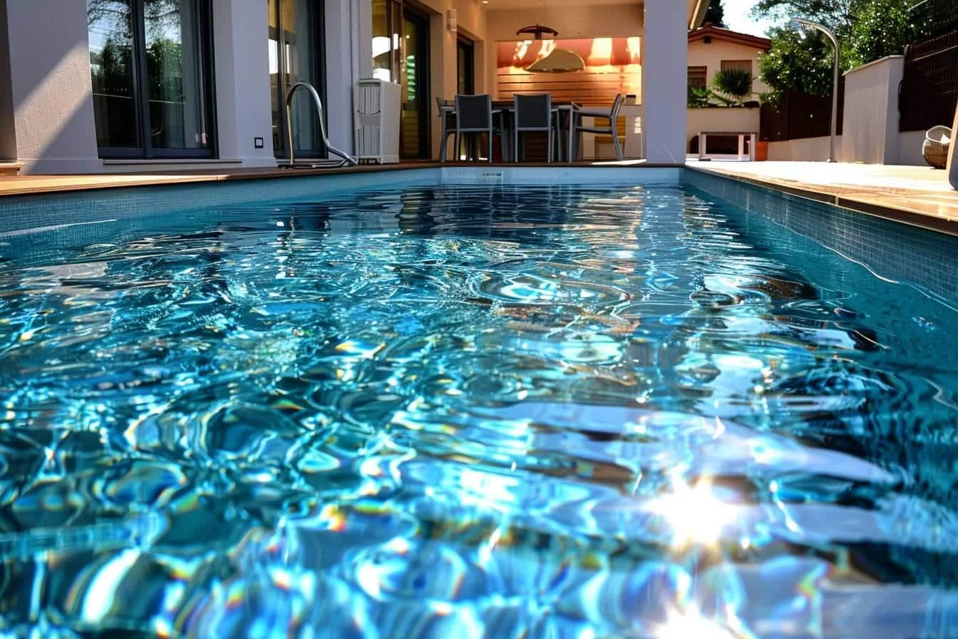 Piscine enterrée moderne dans un jardin aménagé, illustrant un projet confié à un pisciniste professionnel