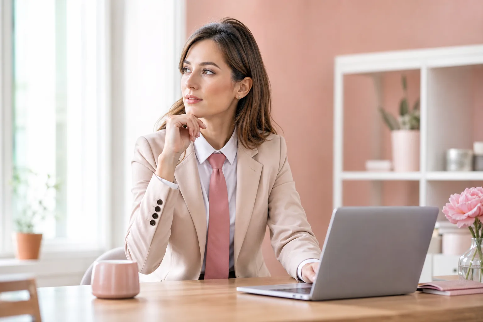 Sélection de cravates unies et discrètement texturées assorties à une chemise pour une tenue professionnelle au bureau.