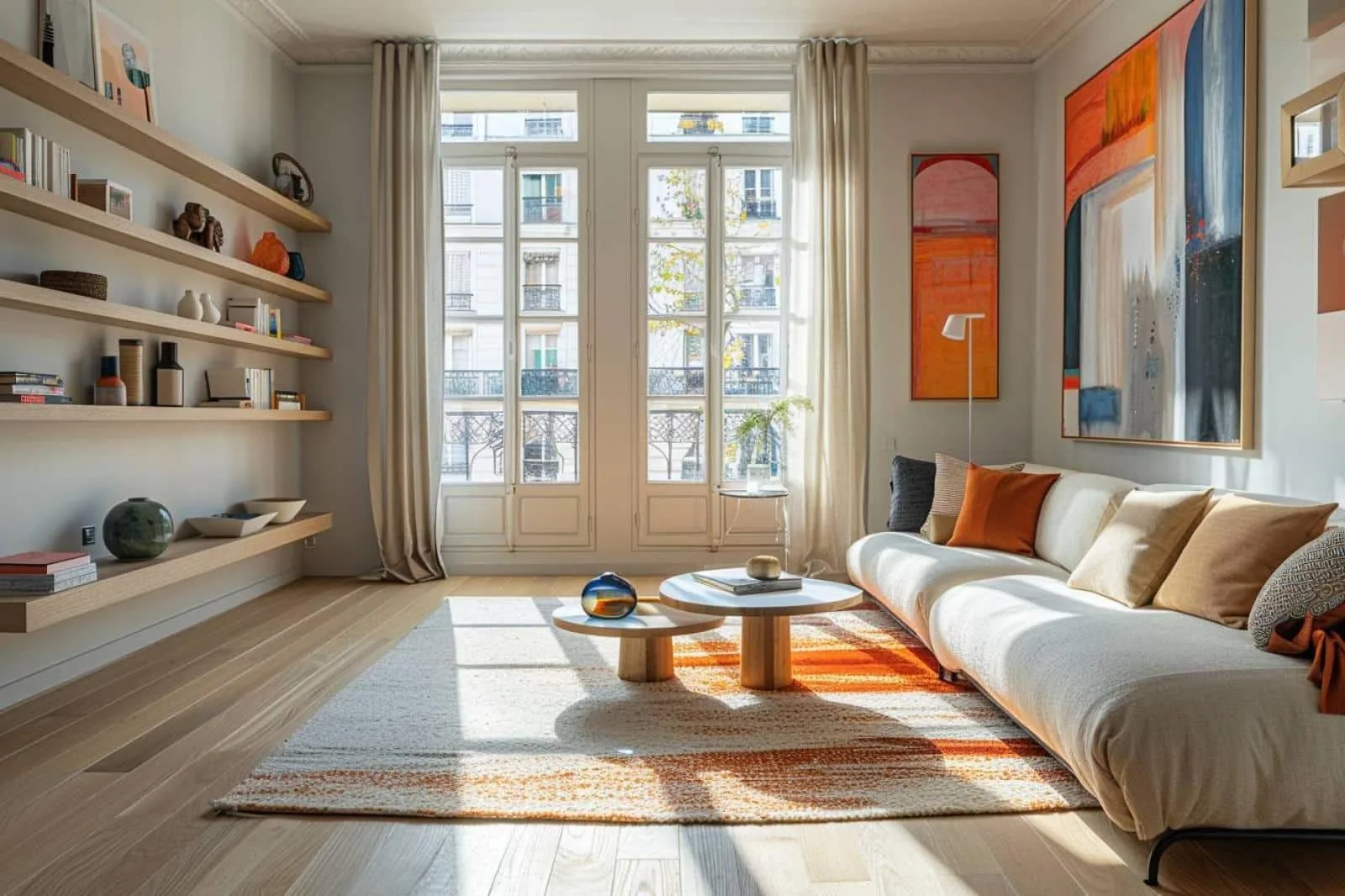Appartement parisien lumineux et meublé, illustrant le choix entre une location vide et une location meublée.