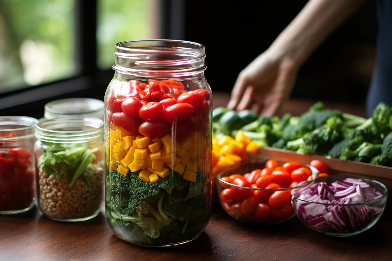 Bol de yaourt nature, légumes, fruits rouges et céréales complètes illustrant une alimentation favorable au microbiote intestinal.