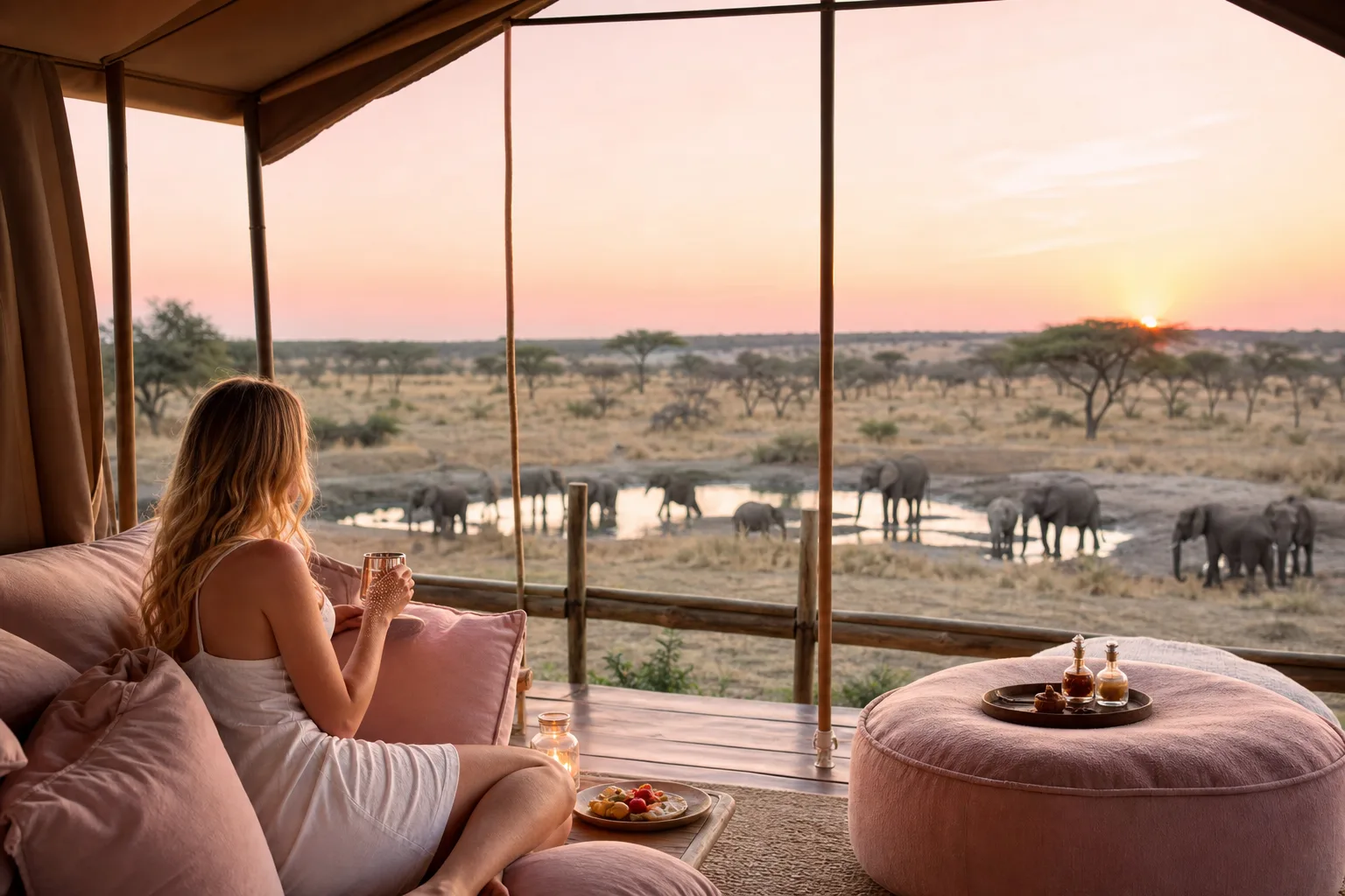 Lionne observée dans la savane dorée du Serengeti lors d'un safari en Tanzanie au mois d'août.