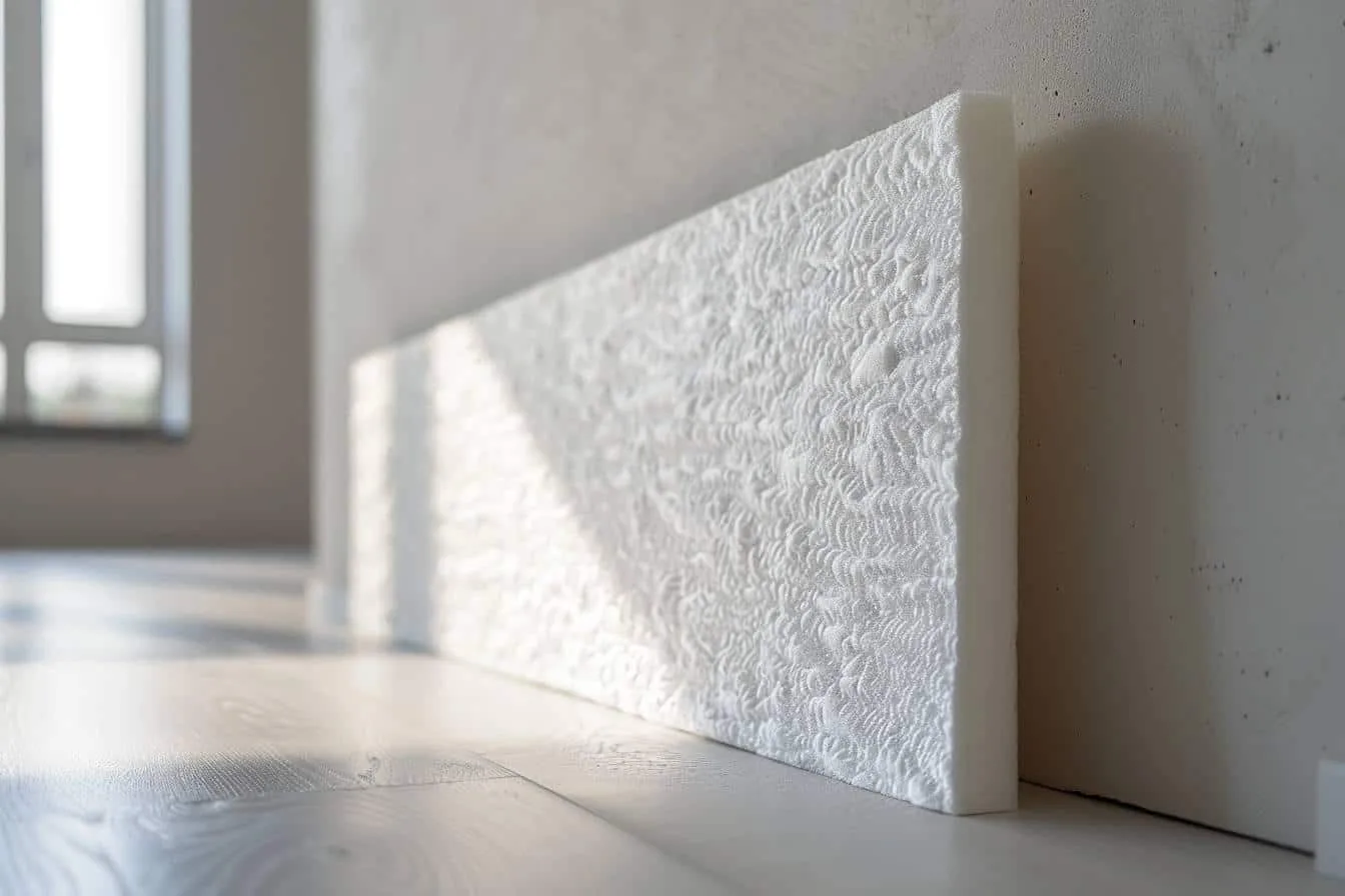 Pose d’un panneau de doublage en plaque de plâtre et polystyrène sur un mur intérieur